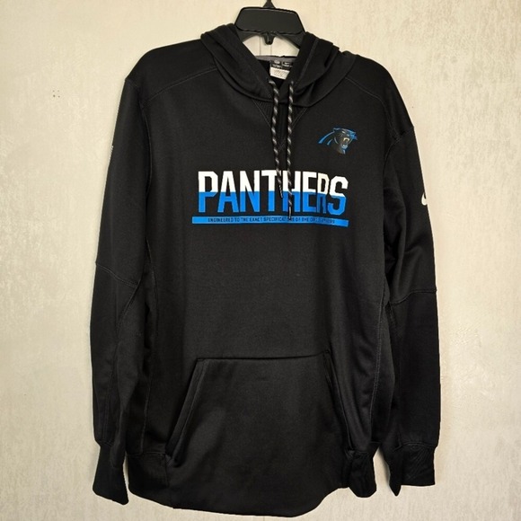 Nike Carolina Panthers Mens L Black Sideline Circuit Performance Pullover Hoodie - Picture 1 of 12